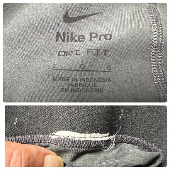 Nike Pro Dri Fit Mesh Inset Crop Leggings Black Women's L - Picture 8 of 8